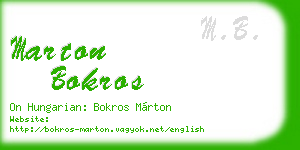 marton bokros business card